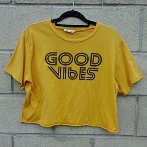 French Pastry Good Vibes Yellow & Black Crop Top
